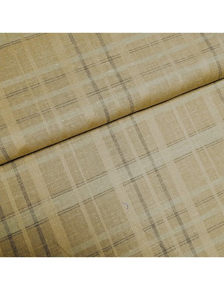 Tissu, Lin Rayé, Vert Kaki, Laize 150 cm, 50% Lin 50% Polyester