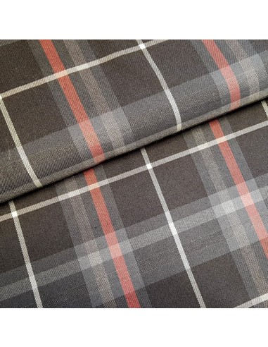 Tissu, Tartan Écossais à Carreaux, Gris Anthracite, Laize 150 cm, Polyester Viscose Spandex