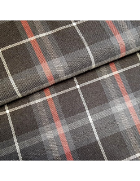 Tissu, Tartan Écossais à Carreaux, Gris Anthracite, Laize 150 cm, Polyester Viscose Spandex