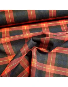 Tissu, Tartan Écossais Classique, Rouge, Noir et Vert, Laize 150 cm, Polyester, Viscose et Spandex 2