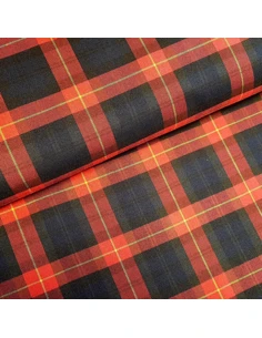 Tissu, Tartan Écossais Classique, Rouge, Noir et Vert, Laize 150 cm, Polyester, Viscose et Spandex