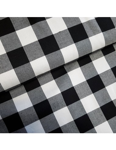 Tissu, Tartan Écossais à Carreaux, Noir et Blanc, Laize 150 cm, Polyester Viscose Spandex