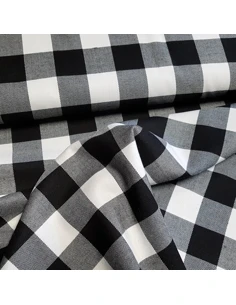 Tissu, Tartan Écossais à Carreaux, Noir et Blanc, Laize 150 cm, Polyester Viscose Spandex 2