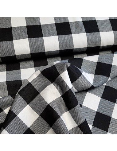 Tissu, Tartan Écossais à Carreaux, Noir et Blanc, Laize 150 cm, Polyester Viscose Spandex