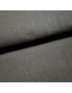 Tissu, Double Gaze Unie, Noire, Laize 132 cm, 100% Coton 123g/m²