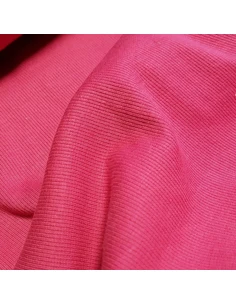 Tissu, Bord-côte tubulaire, Rose fuchsia, Laize 27 cm, Coton/Élasthanne 2