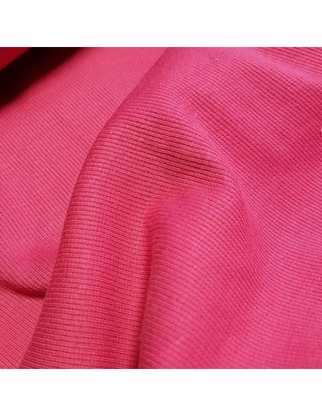 Tissu, Bord-côte tubulaire, Rose fuchsia, Laize 27 cm, Coton/Élasthanne