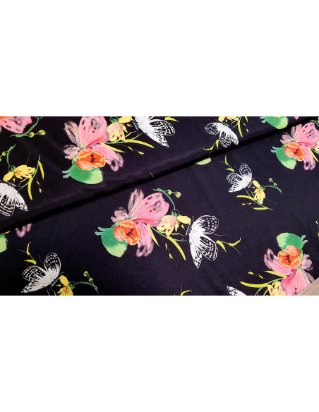 Microfibre stretch fleurs et papillons