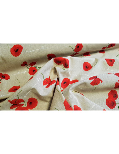 Demi-natté, aspect lin, coquelicots
