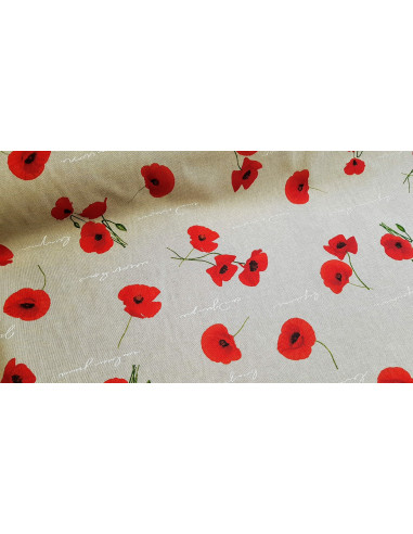 Demi-natté, aspect lin, coquelicots