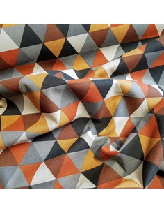 Tissu, Aspect Lin Triangles, Rouille, Laize 140 cm, 80% Coton 20% Polyester 200g/m² 2