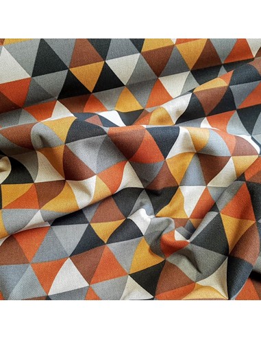 Tissu, Aspect Lin Triangles, Rouille, Laize 140 cm, 80% Coton 20% Polyester 200g/m²
