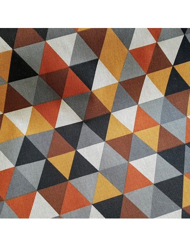 Tissu, Aspect Lin Triangles, Rouille, Laize 140 cm, 80% Coton 20% Polyester 200g/m²