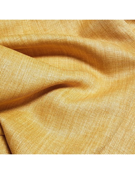 Tissu, Flammé Panama, Jaune Moutarde, Laize 140 cm, Tissu d'Ameublement Polyester 300g/m²