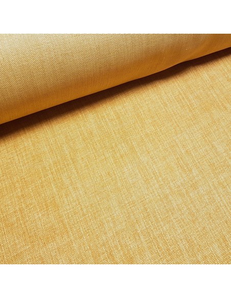 Tissu, Flammé Panama, Jaune Moutarde, Laize 140 cm, Tissu d'Ameublement Polyester 300g/m²