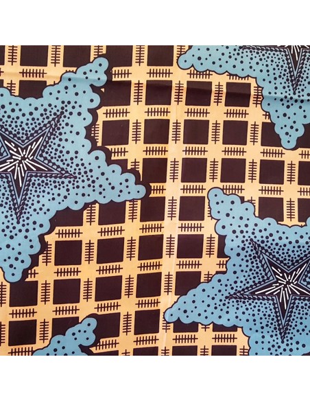Tissu, Wax Motifs Africains, Saumon, Laize 110 cm, 100% Coton