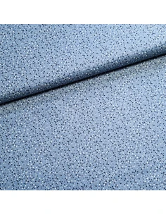 Tissu, Popeline de Coton à Pois, Bleu Jeans, Laize 150 cm, 100% Coton
