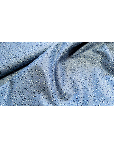 Popeline coton pois bleu jeans