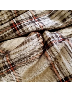Tissu, Polaire Doudou Carreaux, Taupe, Laize 150 cm, 100% Polyester 2