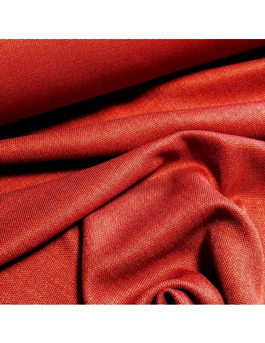 Tissu, Flammé Panama, Rouge Hermès, Laize 140 cm, Polyester d'Ameublement 300g/m²