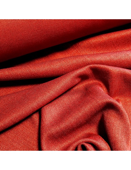 Tissu, Flammé Panama, Rouge Hermès, Laize 140 cm, Polyester d'Ameublement 300g/m²