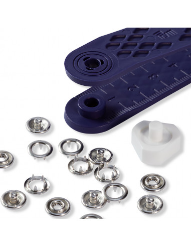 Bouton pression sans couture « Jersey », anneau denté, 8mm, argent