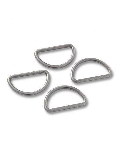 Anneaux demi-ronds, 30mm, argent antique