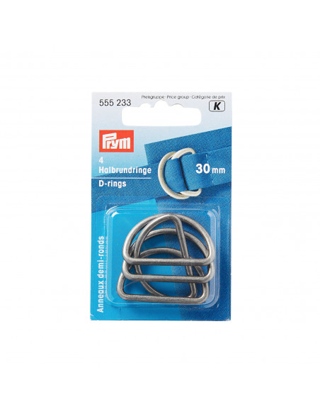 Anneaux demi-ronds, 30mm, argent antique