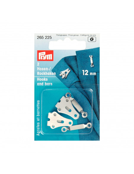 Agrafes et barrettes pour pantalons et jupes, 12mm, argent