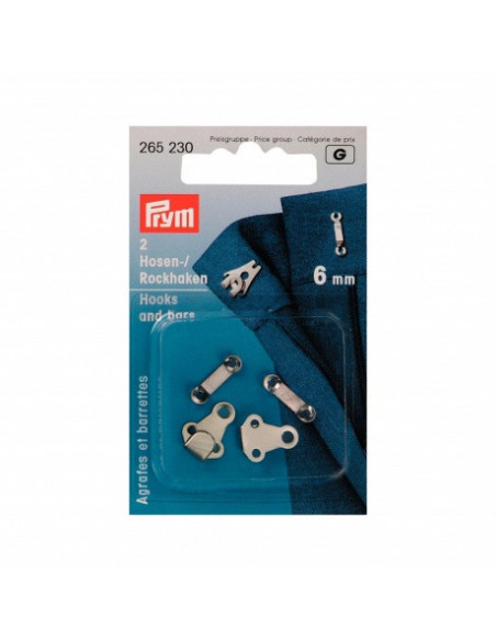 Agrafes et barrettes pour pantalons et jupes, 6mm, argent