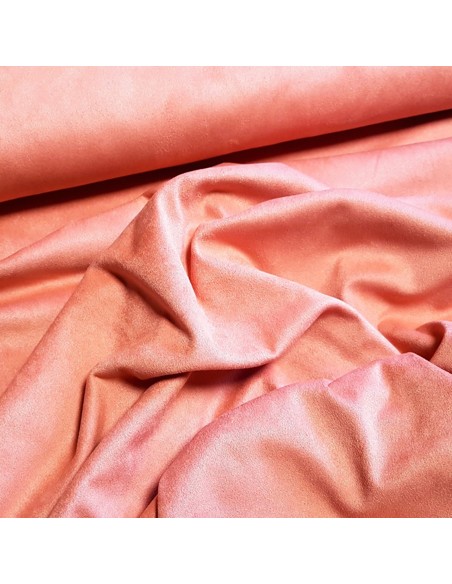 Tissu, Suédine Stretch, Rose Saumon, Laize 150 cm, 95% Polyester 5% Spandex