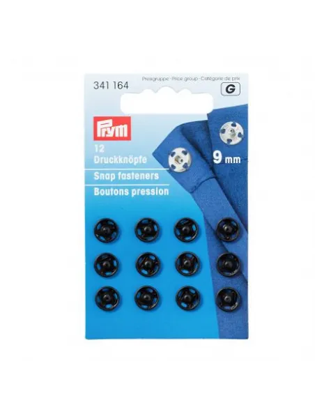 Boutons pression à coudre Prym Noir 9 mm | Zephyr Tissus