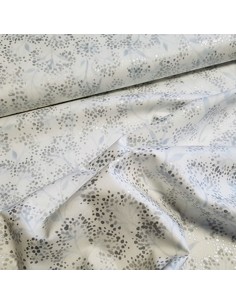 Tissu, Patchwork Petites Fleurs, Blanc et Argenté, Laize 112 cm, 100% Coton 2