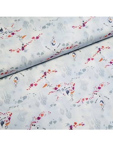 Tissu, Popeline de Coton Imprimée Olaf, Multicolore, Laize 150 cm, 100% Coton