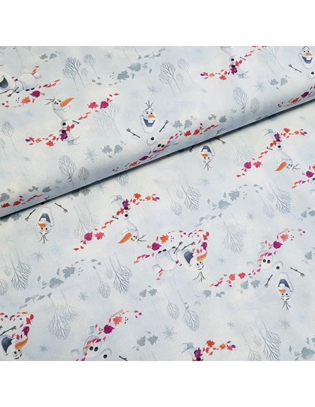 Tissu, Popeline de Coton Imprimée Olaf, Multicolore, Laize 150 cm, 100% Coton