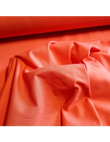 Tissu, Popeline de Coton Unie, Corail, Laize 150 cm, 100% Coton 145g/m²