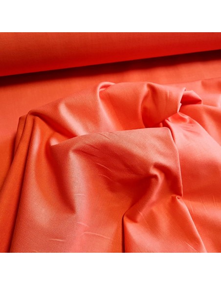 Tissu, Popeline de Coton Unie, Corail, Laize 150 cm, 100% Coton 145g/m²