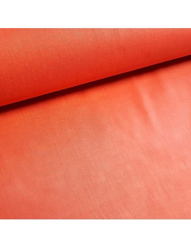 Tissu, Popeline de Coton Unie, Corail, Laize 150 cm, 100% Coton 145g/m²