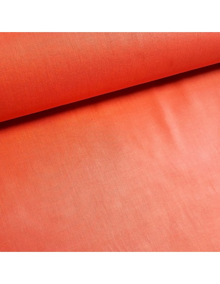 Tissu, Popeline de Coton Unie, Corail, Laize 150 cm, 100% Coton 145g/m²