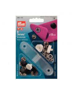 Bouton pression sans couture « Jersey », anneau denté, 12mm, noir