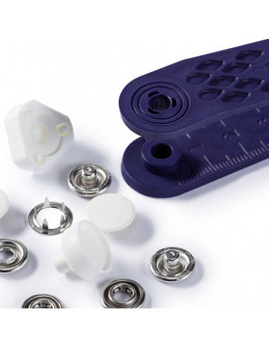 Bouton pression sans couture « Jersey », anneau denté, 12mm, blanc