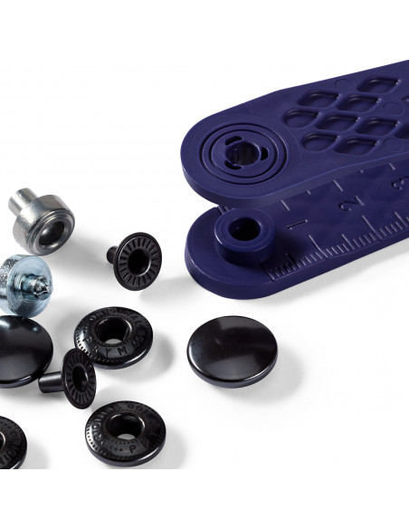 Bouton pression sans couture Anorak, 15mm, noir