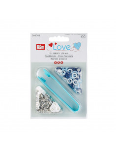 Prym love boutons pression jersey color bleu blanc