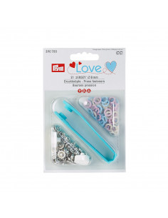 Boutons pression Prym Love Jersey, 8mm, rose/bleu clair/perle