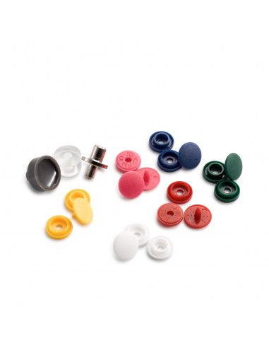 Boutons pression « Color Snaps Mini » boîte 12 x 6 couleurs, jeu d'outils inclus