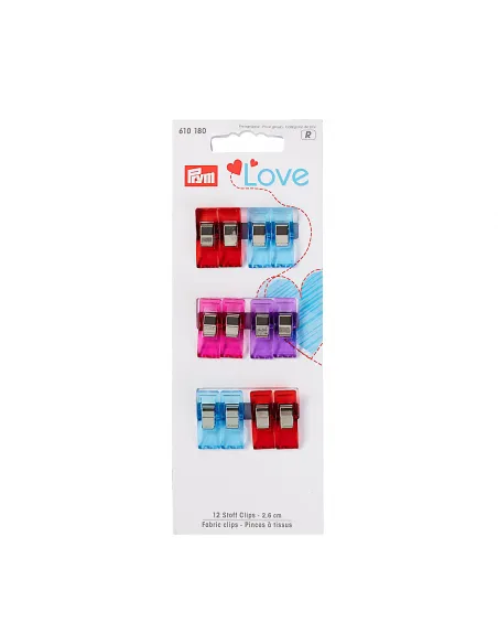 Pinces à tissus Prym Love 2,6 cm, 12 pièces | Zephyr Tissus