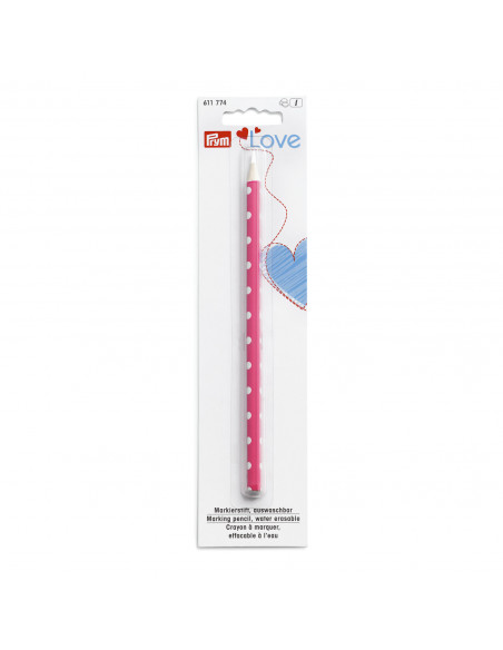 Crayon à marquer Prym Love fuchsia, marquage blanc