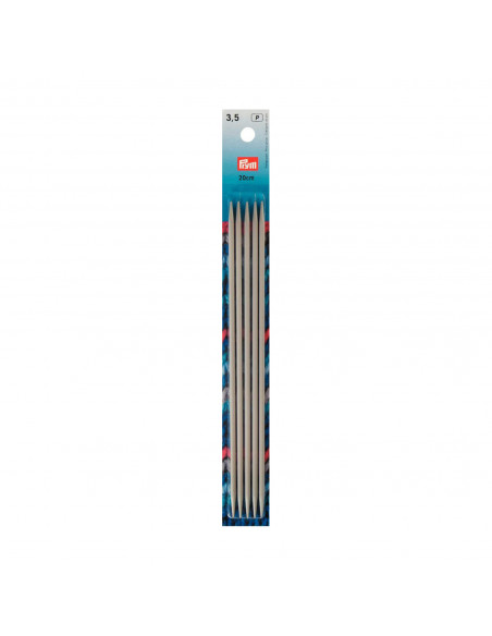 Aiguilles à tricoter à 2 pointes, 20cm, Ø3,5mm, gris perle