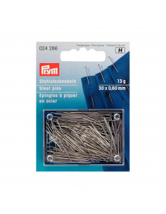 Épingles à piquer, 0,60 x 30mm, argenté, 13g, carte avec boîte