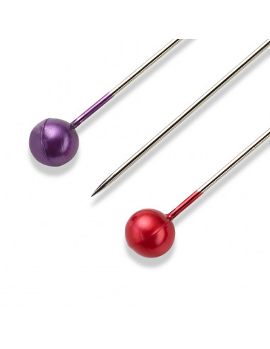 Épingles tête de perle 0,58 x 40 mm, couleurs assorties, carte avec boîte